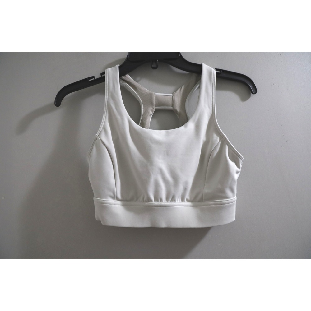 Lululemon White All Powered Up Bra Size 6 Racerback Cutout Sports Bra LW2CS4S